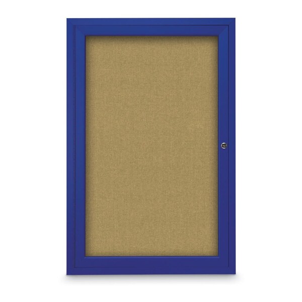 Slim Enclosed Corkboard, 18"x24", Black Alum Frame/Medium Grey